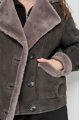 Women's dark gray suede sheepskin coat made of natural sheepskin in VINTAGE style